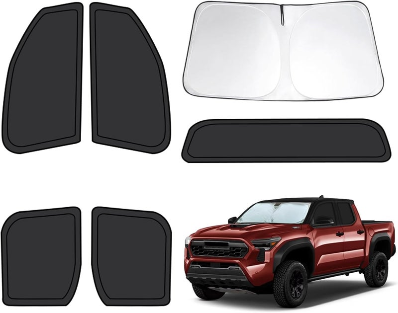 FSHAANY'S 6pcs Car Window Shades for Toyota Tacoma 2025, Full Car Window Covers for Privacy, Sunshades for Tacoma Front Rear Windshield Side Windows to Block UV and Protect Privacy - Image 1